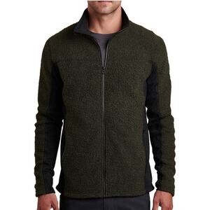 KUHL Men’s Sz M Soft Shell Jacket Wool Blend Fleece Full Zip Pockets Green Olive